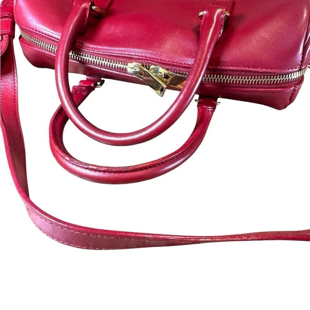 SAINT LAURENT Red Leather 2way YSL Classic Baby Duffle Bag
